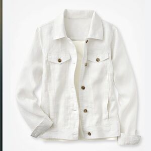 White Linen Jacket--machine washable.  A lightweight completer piece!
